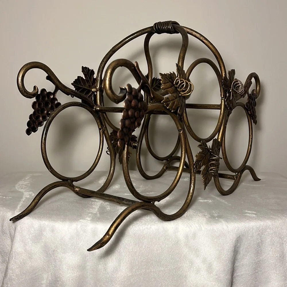 Wine Rack Gold Forged Iron from Atlanta Merchandise Mart Heavy Approx lbs NEW